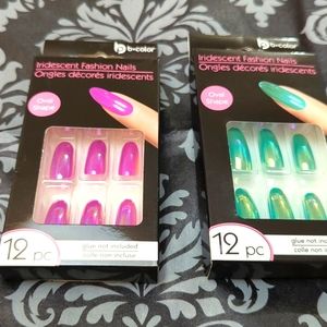 2 pk Iridescent Nails/Pink and Green